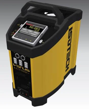 Isotech portable dry block calibrator in a yellow and black case