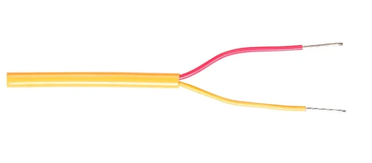 Yellow Type K thermocouple extension cable with red and yellow cores