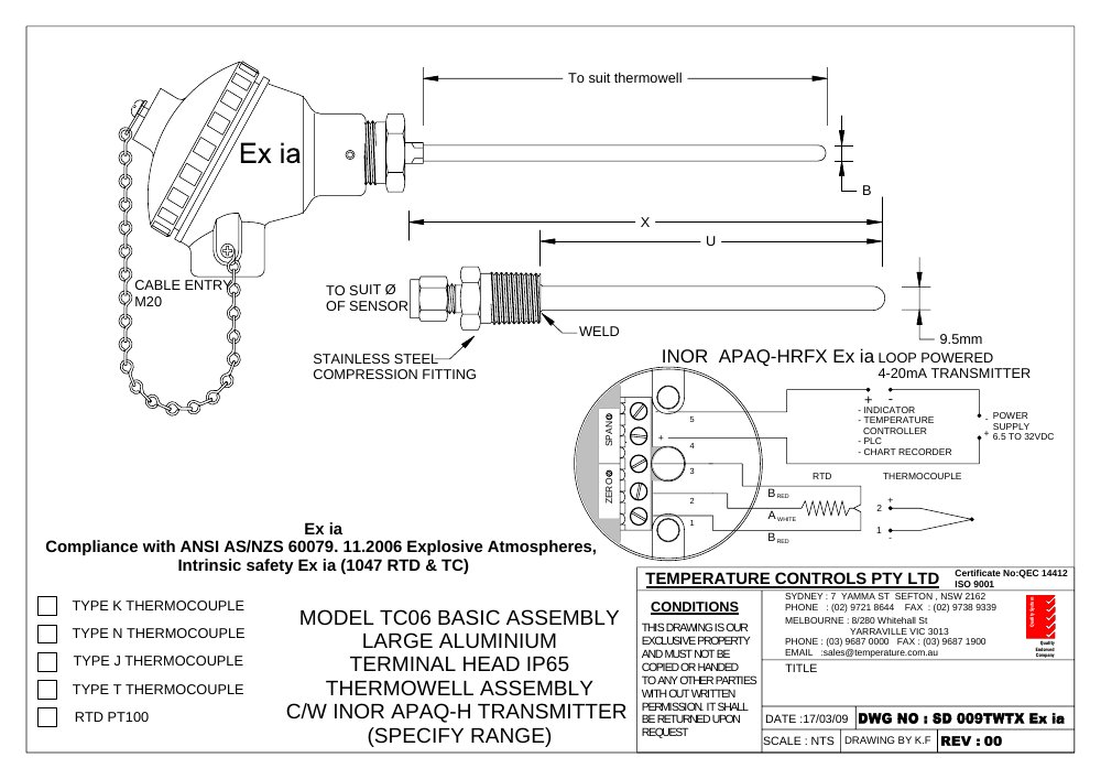 First page of SD 009TWTX Ex ia