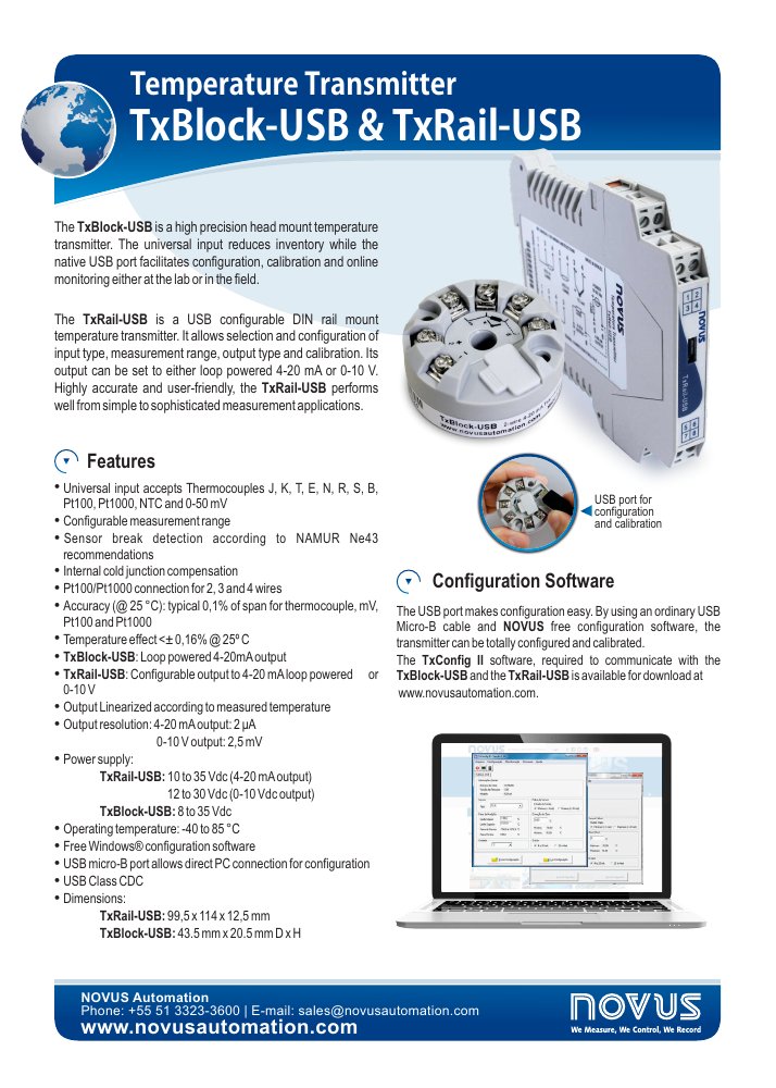 First page of flyer txblock e txrail usb