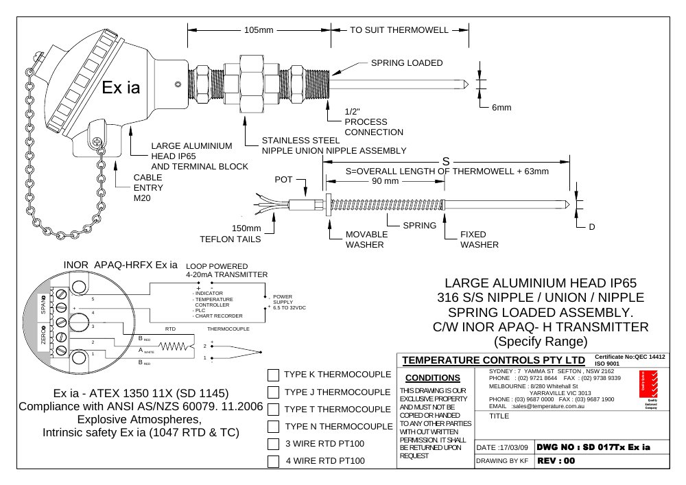 First page of SD 017Tx Ex ia
