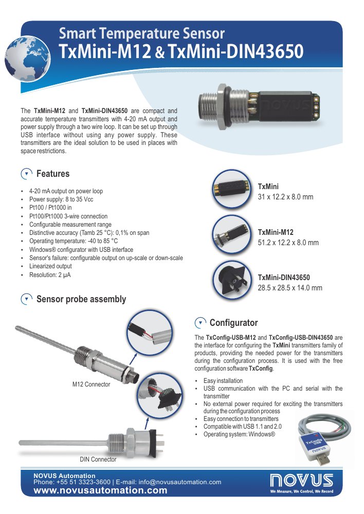 First page of flyer txmini-m12 e txmini din