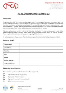 First page of Calibration Service Request Form