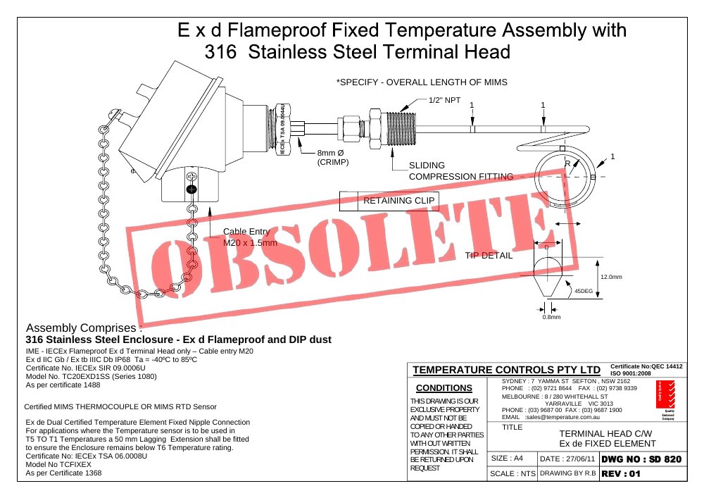 First page of SD 820 - OBSOLETE