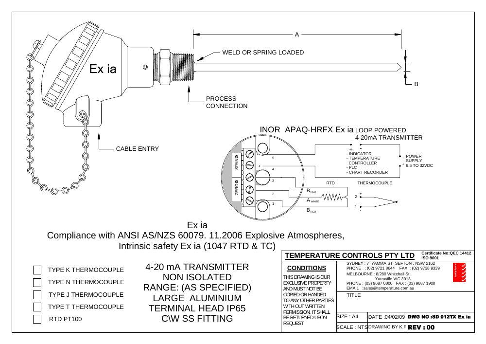 First page of SD 012Tx Ex ia