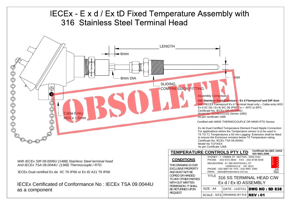 First page of SD 838 - OBSOLETE