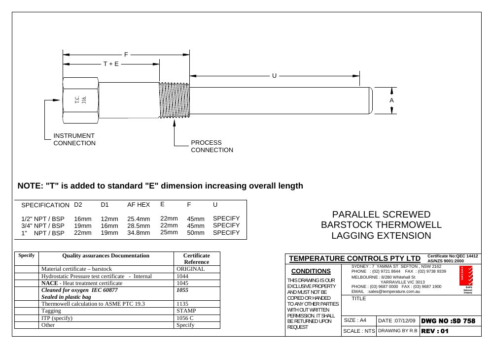 First page of SD 758 REV 1