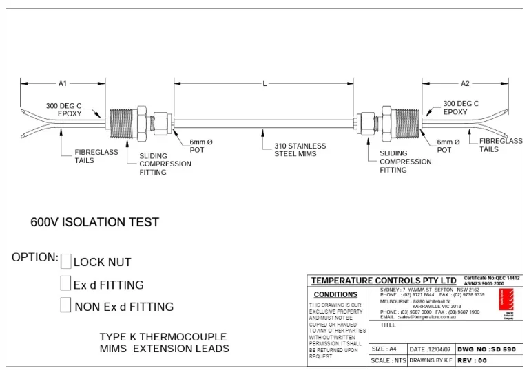 Special application thermocouple
