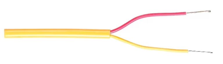 Yellow Type K thermocouple extension cable with red and yellow cores